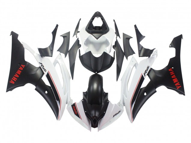 Carenados Moto Yamaha YZF 600 R6 2008-2016 - Blanco Negro Mate Rojo Calcomanías