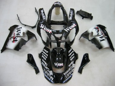 Carenados Moto Kawasaki ZX9R 2000-2001 - Negro Brillante Blanco West
