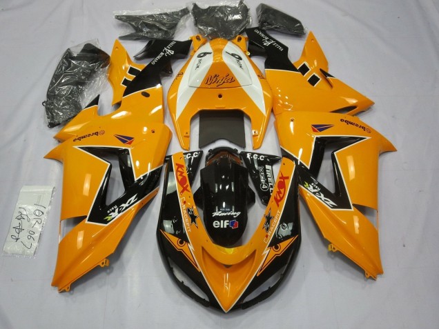 Carenados Moto Kawasaki ZX10R 2006-2007 - Naranja Blanco Negro Carrera Elf