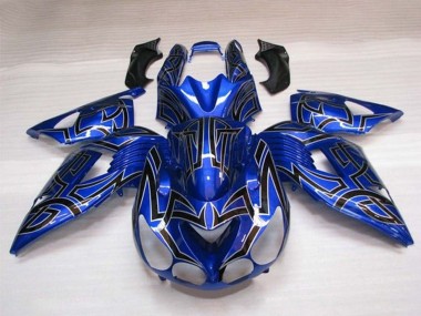 Carenados Moto Kawasaki ZX14R ZZR1400 2006-2011 - Azul Negro Plata Tribal