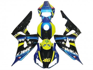 Carenados Moto Honda CBR1000RR 2006-2007 - Azul Amarillo Negro Brillante Tiburón 46