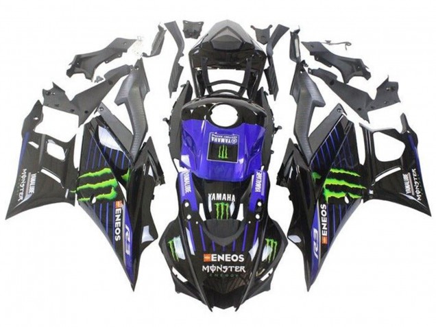 Carenados Moto Yamaha YZF R3/R25 2019-2021 - Azul Negro Brillante Verde ENEOS Monstruo