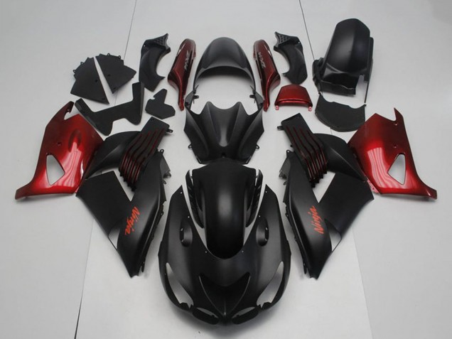 Carenados Moto Kawasaki ZX14R ZZR1400 2006-2011 - Negro Mate Rojo Ninja