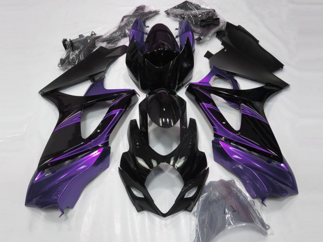 Morado Humor & Negro Brillante 07-08 Suzuki GSXR 1000 Carenado Morado Humor & Negro Brillante 07-08 Suzuki GSXR 1000 Carenado