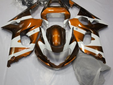 Naranja Brillante & Blanco 00-02 Suzuki GSXR 1000 Carenado