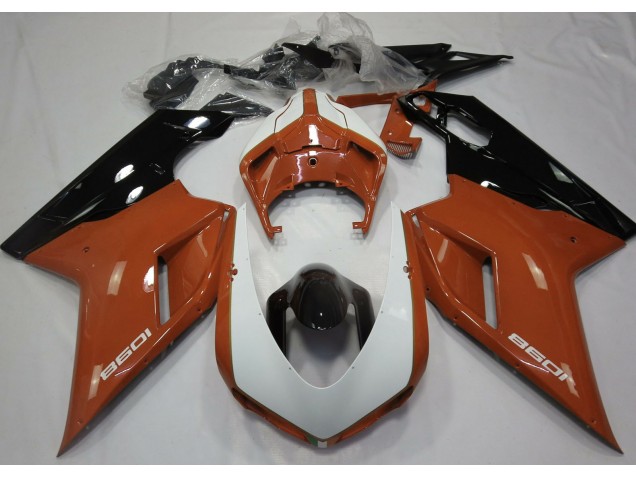 Naranja Brillante & Blanco 07-14 Ducati 848 1098 1198 Carenado Naranja Brillante & Blanco 07-14 Ducati 848 1098 1198 Carenado