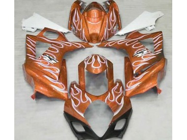 Naranja Brillante & Blanco Llama 07-08 Suzuki GSXR 1000 Carenado