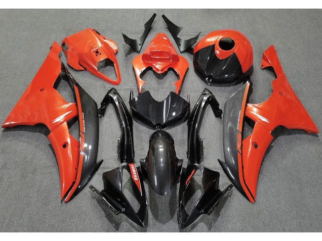 Naranja Brillante & Fibra De Carbono 08-16 Yamaha R6 Carenado Naranja Brillante & Fibra De Carbono 08-16 Yamaha R6 Carenado