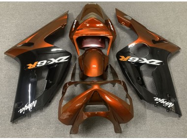 Naranja Brillante & Negro 03-04 Kawasaki ZX6R Carenado