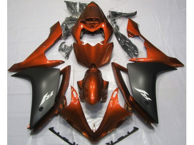 Naranja Brillante & Negro 07-08 Yamaha R1 Carenado