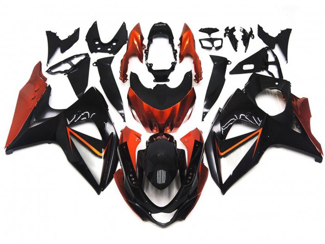 Naranja & Negro Personalizados Con Incrustaciones Plateadas 09-16 Suzuki GSXR 1000 Carenado Naranja & Negro Personalizados Con Incrustaciones Plateadas 09-16 Suzuki GSXR 1000 Carenado