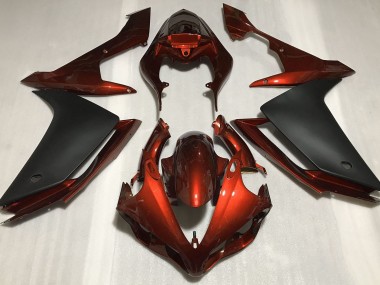 Naranja Oscuro Brillante & Negro 07-08 Yamaha R1 Carenado