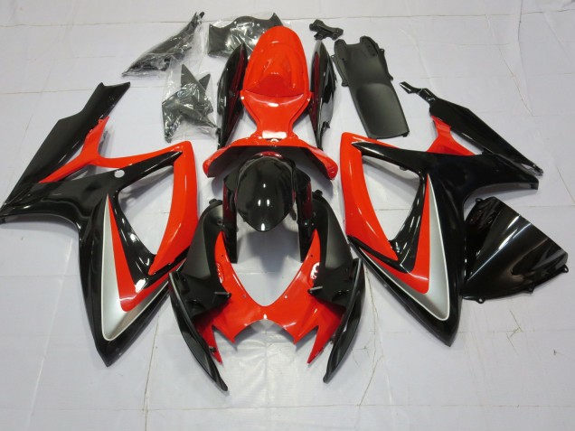 Naranja Plata & Negro 06-07 Suzuki GSXR 600-750 Carenado Naranja Plata & Negro 06-07 Suzuki GSXR 600-750 Carenado