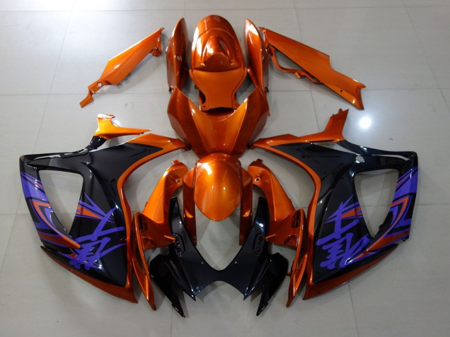Naranja Vibrante & Negro Brillante 06-07 Suzuki GSXR 600-750 Carenado Naranja Vibrante & Negro Brillante 06-07 Suzuki GSXR 600-750 Carenado