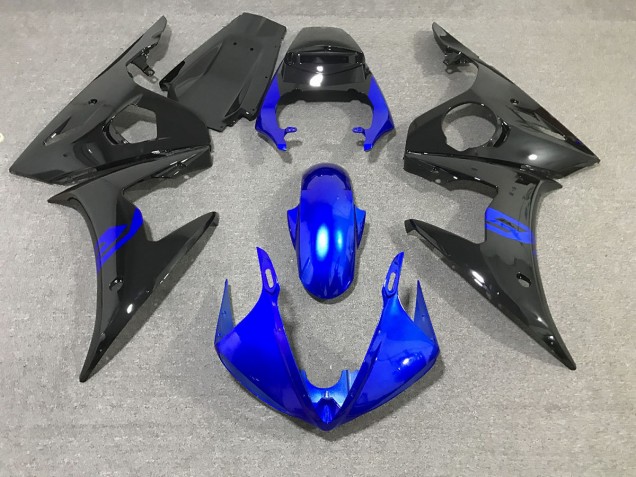 Negro & Azul Brillante 03-04 Yamaha R6 Carenado Negro & Azul Brillante 03-04 Yamaha R6 Carenado