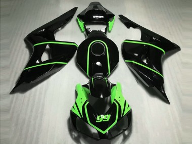 Negro Brillante Alta Visibilidad Verde 06-07 Honda CBR1000RR Carenado