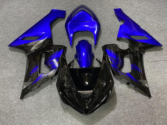 Negro Brillante & Azul 05-06 Kawasaki ZX6R Carenado Negro Brillante & Azul 05-06 Kawasaki ZX6R Carenado