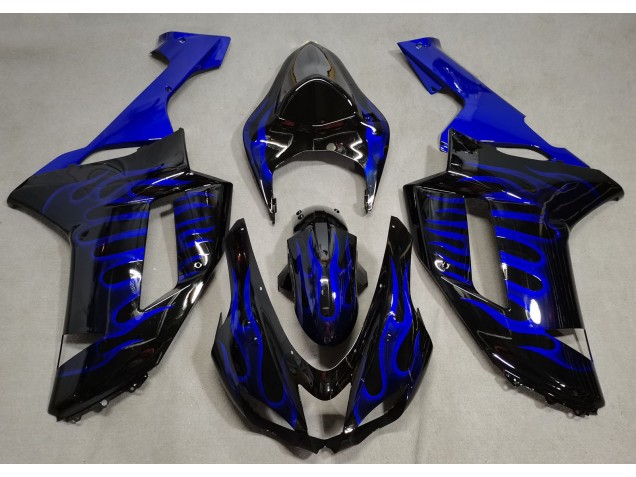 Negro Brillante & Azul Llama 07-08 Kawasaki ZX6R Carenado Negro Brillante & Azul Llama 07-08 Kawasaki ZX6R Carenado