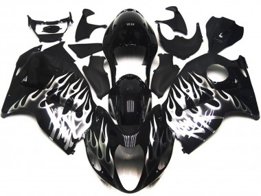 Negro Brillante Con Plata Llama 97-07 Suzuki GSXR 1300 Carenado