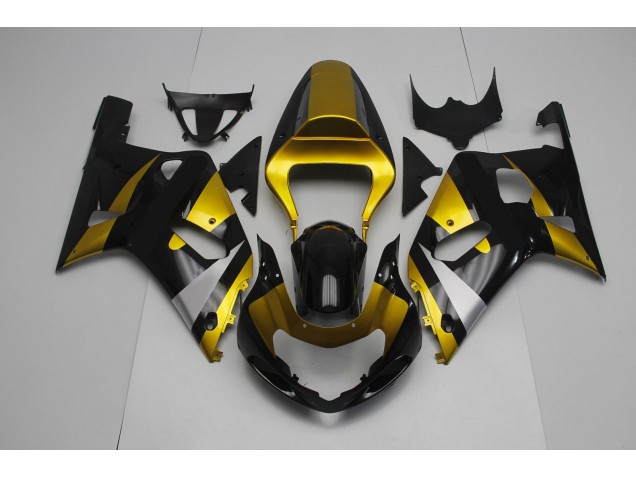 Negro Brillante & Dorado 01-03 Suzuki GSXR 600-750 Carenado Negro Brillante & Dorado 01-03 Suzuki GSXR 600-750 Carenado