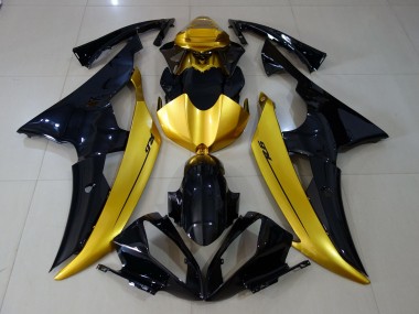 Negro Brillante & Dorado 08-16 Yamaha R6 Carenado