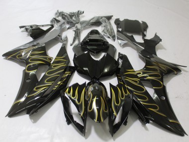 Negro Brillante & Llama 08-16 Yamaha R6 Carenado
