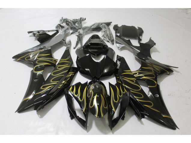 Negro Brillante & Llama 08-16 Yamaha R6 Carenado Negro Brillante & Llama 08-16 Yamaha R6 Carenado