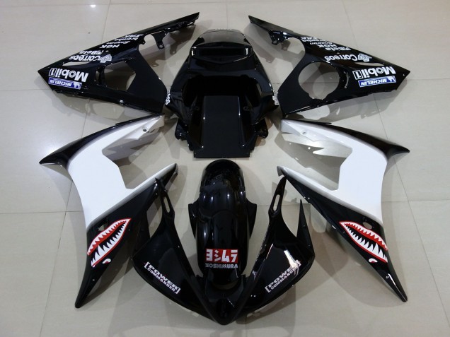 Negro Brillante & Logotipos 06-07 Yamaha R6 Carenado