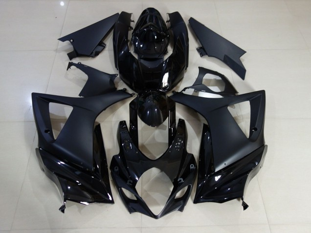 Negro Brillante & Mate Liso 07-08 Suzuki GSXR 1000 Carenado Negro Brillante & Mate Liso 07-08 Suzuki GSXR 1000 Carenado