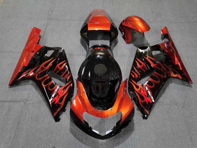 Negro Brillante & Naranja 01-03 Suzuki GSXR 600-750 Carenado Negro Brillante & Naranja 01-03 Suzuki GSXR 600-750 Carenado