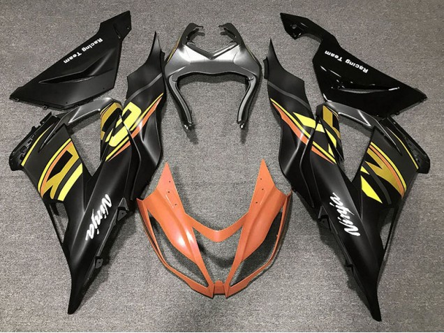 Negro Brillante & Naranja 13-18 Kawasaki ZX6R Carenado Negro Brillante & Naranja 13-18 Kawasaki ZX6R Carenado