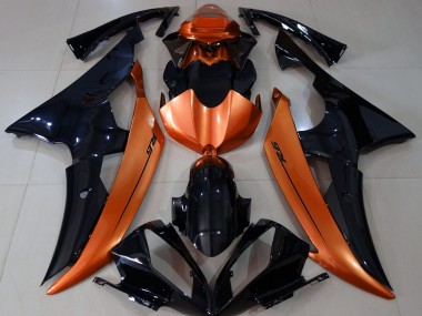 Negro Brillante & Naranja Claro 08-16 Yamaha R6 Carenado