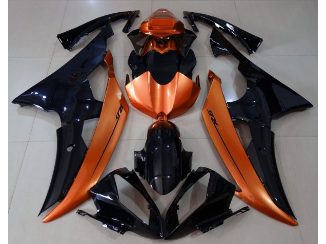 Negro Brillante & Naranja Claro 08-16 Yamaha R6 Carenado Negro Brillante & Naranja Claro 08-16 Yamaha R6 Carenado