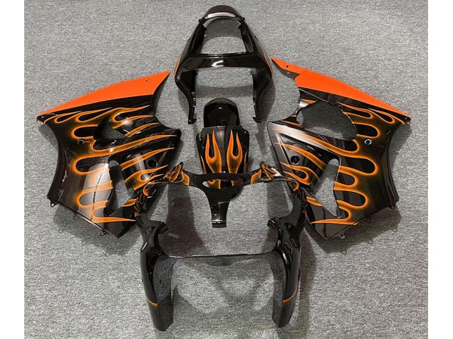 Negro Brillante & Naranja Llama 00-02 Kawasaki ZX6R Carenado