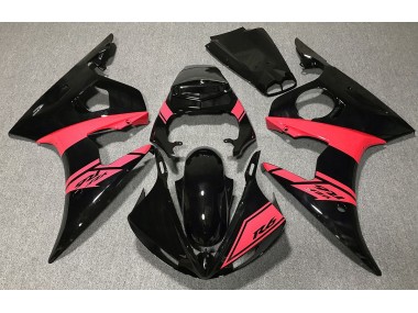 Negro Brillante & Rojo 03-04 Yamaha R6 Carenado