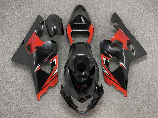 Negro Brillante & Rojo 04-05 Suzuki GSXR 600-750 Carenado Negro Brillante & Rojo 04-05 Suzuki GSXR 600-750 Carenado