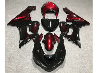 Negro Brillante & Rojo 05-06 Kawasaki ZX6R Carenado