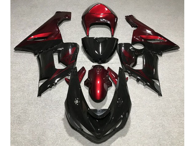 Negro Brillante & Rojo 05-06 Kawasaki ZX6R Carenado Negro Brillante & Rojo 05-06 Kawasaki ZX6R Carenado