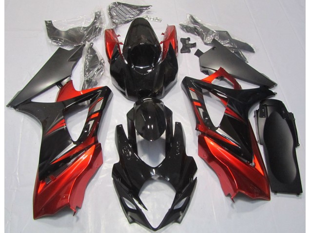 Negro Brillante & Rojo 07-08 Suzuki GSXR 1000 Carenado Negro Brillante & Rojo 07-08 Suzuki GSXR 1000 Carenado