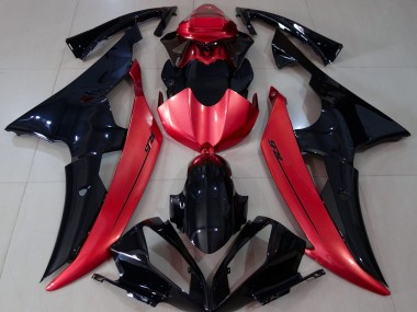 Negro Brillante & Rojo Caramelo 08-16 Yamaha R6 Carenado