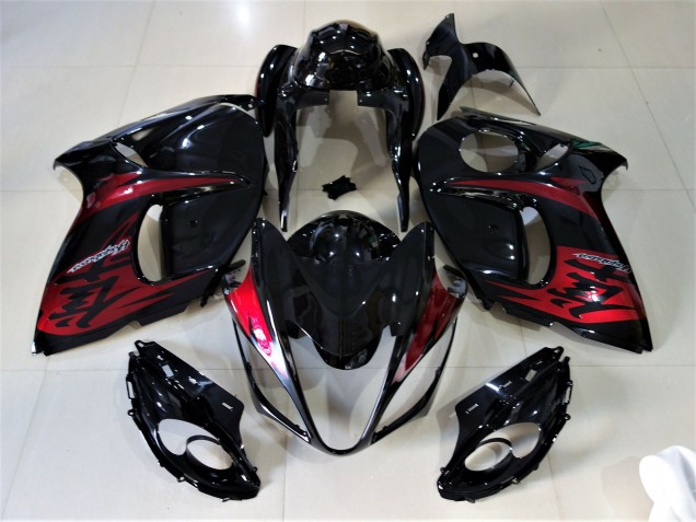 Negro Brillante & Rojo Caramelo 08-20 Suzuki GSXR 1300 Carenado Negro Brillante & Rojo Caramelo 08-20 Suzuki GSXR 1300 Carenado