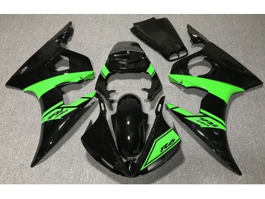 Negro Brillante & Verde 03-04 Yamaha R6 Carenado