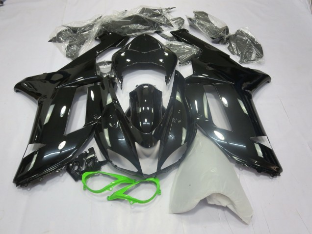 Negro Brillante Verde 07-08 Kawasaki ZX6R Carenado Negro Brillante Verde 07-08 Kawasaki ZX6R Carenado