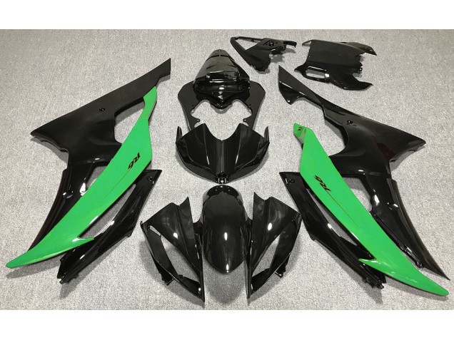 Negro Brillante & Verde 08-16 Yamaha R6 Carenado Negro Brillante & Verde 08-16 Yamaha R6 Carenado