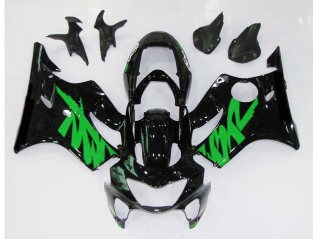 Negro Brillante & Verde 99-00 Honda CBR600 F4 Carenado Negro Brillante & Verde 99-00 Honda CBR600 F4 Carenado