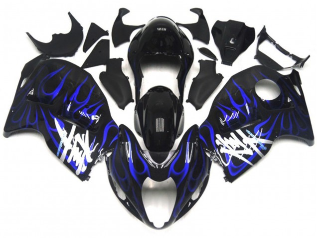 Negro Con Azul Profundo Llama 97-07 Suzuki GSXR 1300 Carenado Negro Con Azul Profundo Llama 97-07 Suzuki GSXR 1300 Carenado