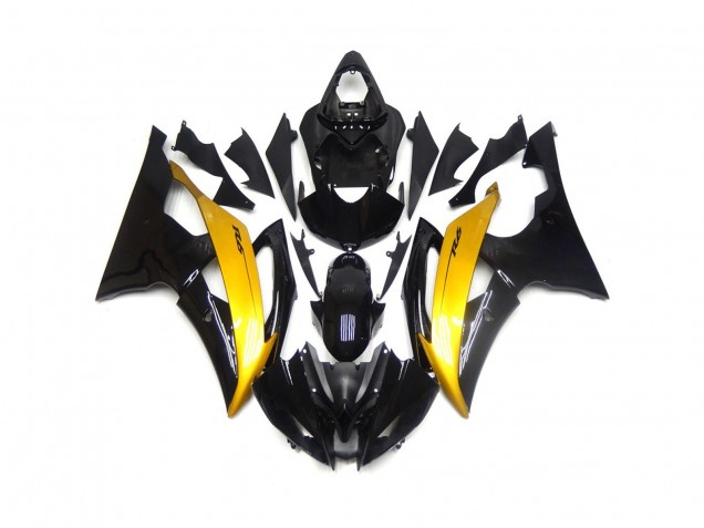 Negro & Dorado Brillante 08-16 Yamaha R6 Carenado Negro & Dorado Brillante 08-16 Yamaha R6 Carenado