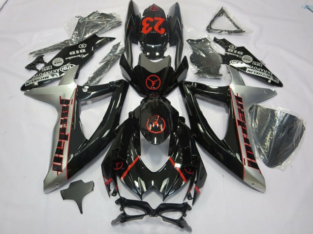 Negro Gris Jordan 08-10 Suzuki GSXR 600-750 Carenado Negro Gris Jordan 08-10 Suzuki GSXR 600-750 Carenado