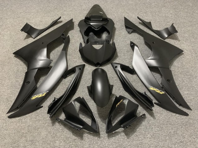 Negro Mate Con Logotipo Dorado 08-16 Yamaha R6 Carenado Negro Mate Con Logotipo Dorado 08-16 Yamaha R6 Carenado