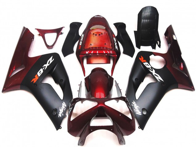 Negro Mate & Granate 03-04 Kawasaki ZX6R Carenado Negro Mate & Granate 03-04 Kawasaki ZX6R Carenado